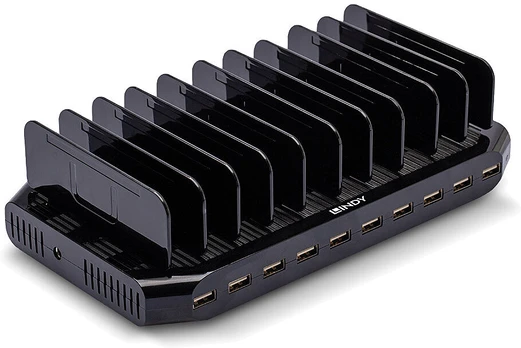 LINDY USB-Įkrovimo stotelė für 10 Tablets & Smartphones 90W