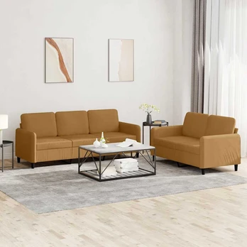 Sofa Sofos komplektas, 2 dalių, rudos spalvos, aksomas