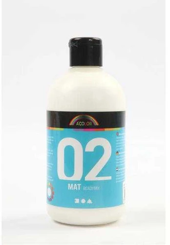 Ccpas Akrylmaling A-Color 02 - mat, hvid, 500 ml