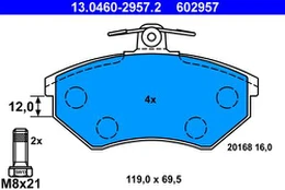 ATE 13.0460-2957.2 Brake pad set