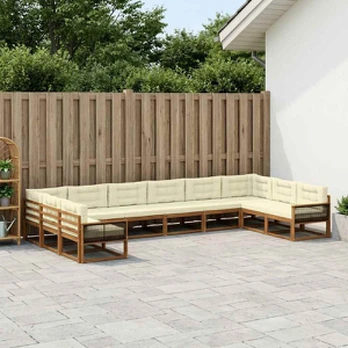 Lauko sofos komplektas 10 pcs Natūralus ir grietinėlė