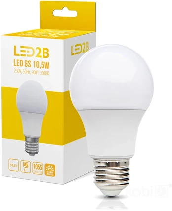 10,5W LED lemputė GS, E27, balta, 3000K, 200°