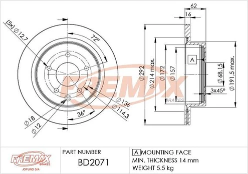 Stabdžių diskas FREMAX BD-2071