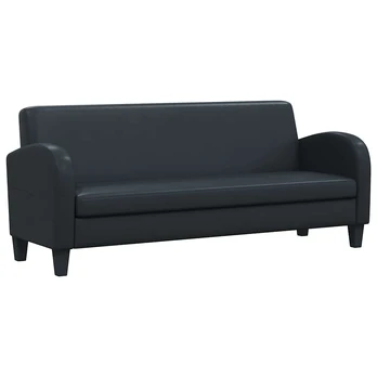 Trivietė sofa, dirbtinė oda, juoda