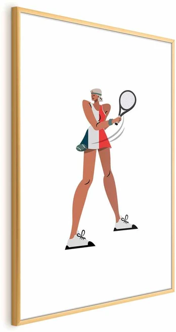 Artgeist Plakatas - Tennis Player with a Racket on a Baltas Background - Illustration