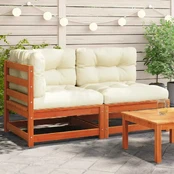 Dvivietė sodo sofa su pagalvėlėmis, vaško ruda, pušies masyvas kaina