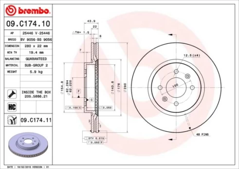 BREMBO 09.C174.11 Brake Disc