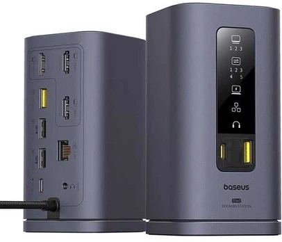 11in1 Baseus Spacemate 100W docking station 2xUSB-C, 4xUSB, 3xHDMI, 1xRJ45, 3.5mm jack pilkas