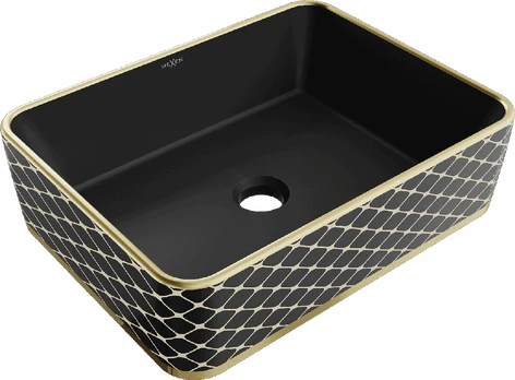 Praustuvas Mexen Catia 48 cm, Juodas matt/Gold pattern