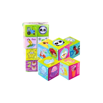 Lean Toys Educational Blocks Cubes Colored Letters Animals Learning 8pcs.