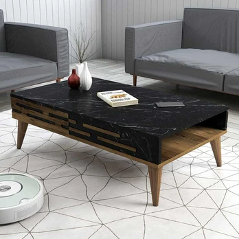 Kavos stalelis Valensiya - Walnut, Juodas, Marble