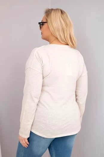 Moteriška Plus Size palaidinė „Love You More“, smėlio spalvos