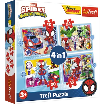 SPIDER-MAN TREFL 12+24+20+15 dėlionių rinkinys „Spidey“