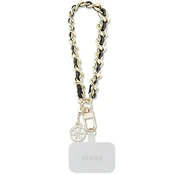 Originalus dėklas Guess GUOUCHSAMC4K Universal Hand Strap Case - Juodas Saffiano Chain 4G Charm kaina