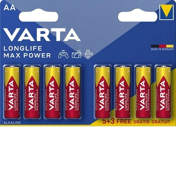 Elementai VARTA LONGLIFE MAX POWER, AA, šarminiai, 5+3 vnt.