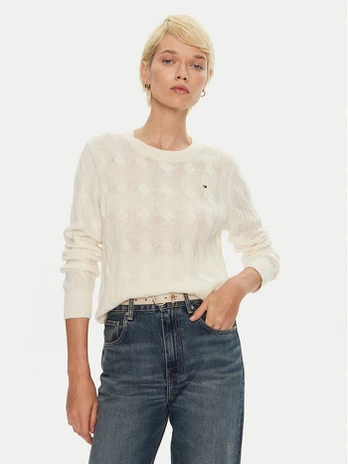 Tommy Hilfiger Megztinis WW0WW43586 Écru Regular Fit