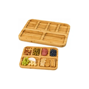 Lean Bamboo Board Platter with Compartments for Serving Tray 36 x 28cm