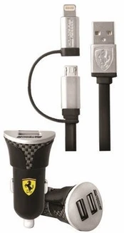 Automobilinis įkroviklis Ferrari, Micro USB/Apple Lightning/2 x USB