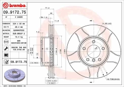 Stabdžių diskas BREMBO 09.9172.75 kaina
