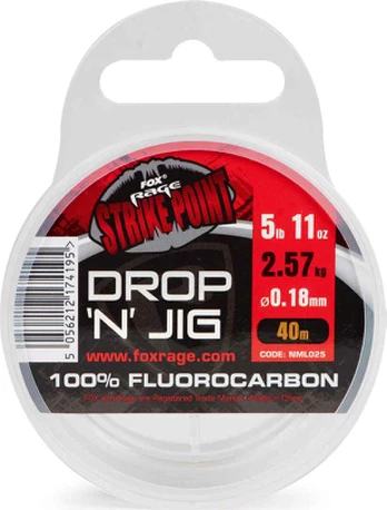 Valas Fox Rage Strike Point Drop N Jig Fluorocarbon, 7,79 lb, 0,22 mm, 40 m