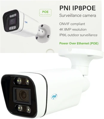 PNI IP8POE 4K 8MP vaizdo stebėjimo kamera