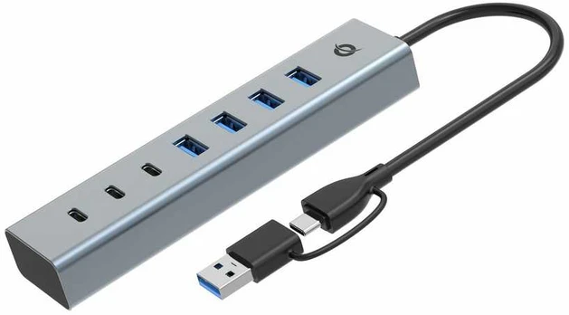Šakotuvas CONCEPTRONIC USB-Hub 7-Port 3.2/C->4x3.0 3xUSB-C o.Netz. gr