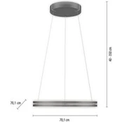 PURE LED pakabinamas šviestuvas E-Loop, pilkos spalvos, Ø 70 cm,