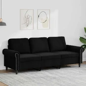 Trivietė sofa, juodos spalvos, 180cm, aksomas kaina