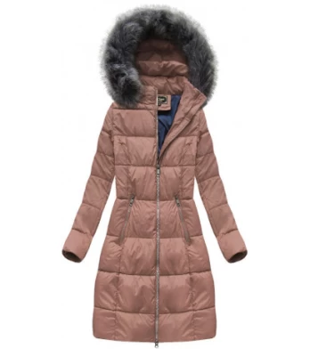 LONG QUILTED JACKET VINTAGE PINK (7701) striukė