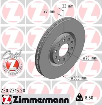 Stabdžių diskas ZIMMERMANN 230.2315.20