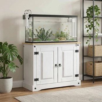 Akvariumo stovas Corona Balta ir ruda 81,5 x 37 x 73 cm