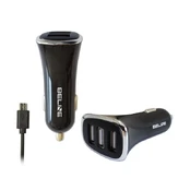 Beline Įkroviklis samochodowa 3xUSB + microUSB 4A juoda kaina