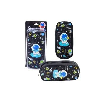 Lean School Pieštukas Case Space Cosmonaut Two Pockets Juodas