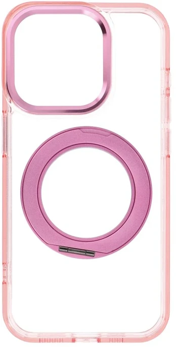Dėklas Oem Case for iPhone 15 Pro Frame Circle Stand compatible with MagSafe pink