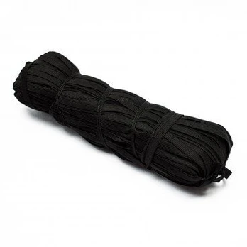 Megzta elastinė juostelė (guma) 9 mm, spalva juoda, 100 m