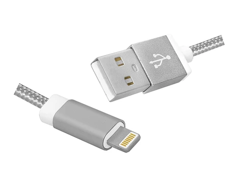 Lamex LTC PS USB-Iphone kabelis, 1 m, sidabrinės spalvos.
