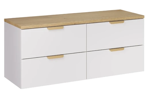 Pakabinamų vonios spintelių komplektas Aster White, 120 cm, balta