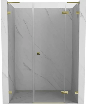 Dušo durys Mexen Lunar L, dešinė, 145 cm, transparent/auksinis