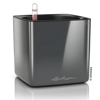 Vazonas Lechuza CUBE GLOSSY 16, antracite, 13521