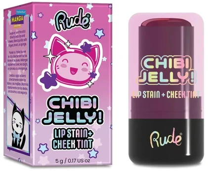 Rude Cosmetics, Chibi Jelly, Lip & Cheek Balm 2-In-1, Koneko, 5 g