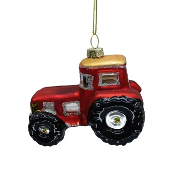 Christmas ornament JOY TRACTOR 9cm, glass
