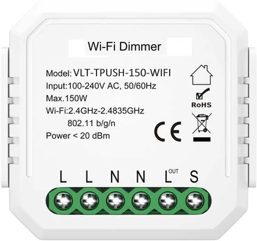 TRIAC dimeris, 230VAC, 150W, PUSH DIM, Wi-Fi DIM