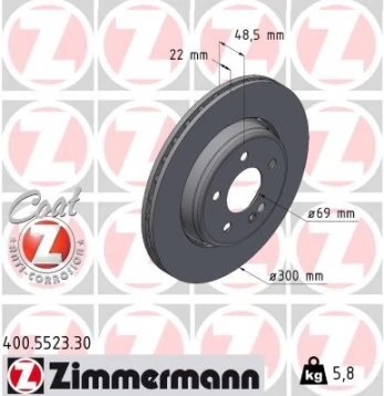 Stabdžių diskas ZIMMERMANN 400.5523.30