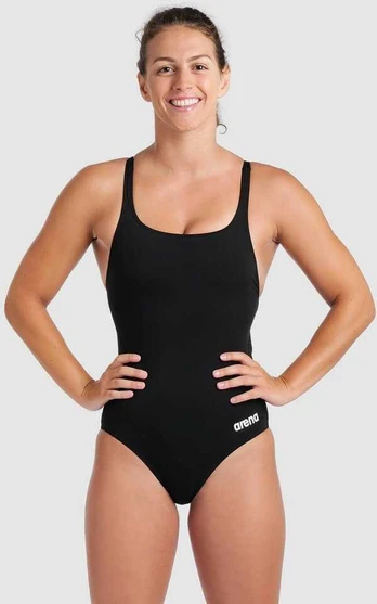 ARENA Women's Team Swimsuit Swim Pro Back Solid Juodas/Baltas