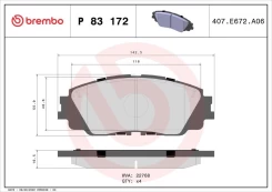 Stabdžių trinkelių rinkinys, diskinis stabdys BREMBO P 83 172 kaina