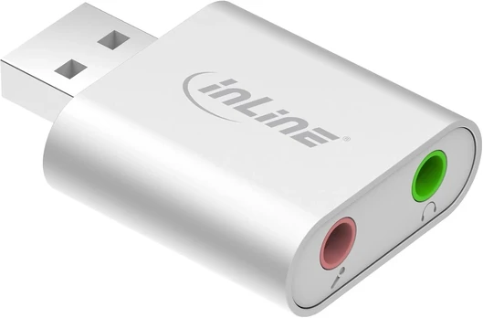 Stiprintuvas Inline® 33051s usb garso plokštė, aliuminio korpusas, sidabrinė