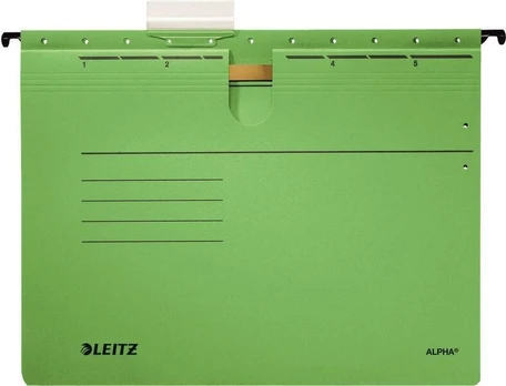 Žalias segtuvas su pakabinama sistema Leitz Alpha, A4