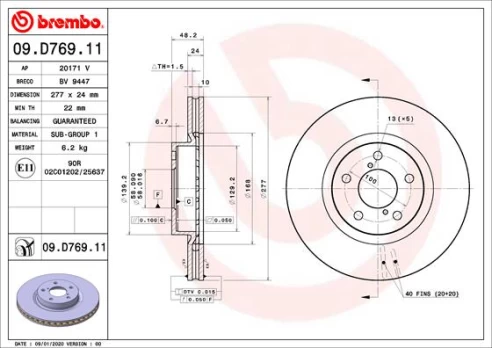 BREMBO 09.D769.11 Brake Disc