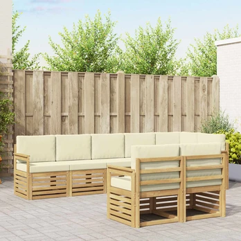 Lauko sofos komplektas 8 pcs Balta ir kreminė