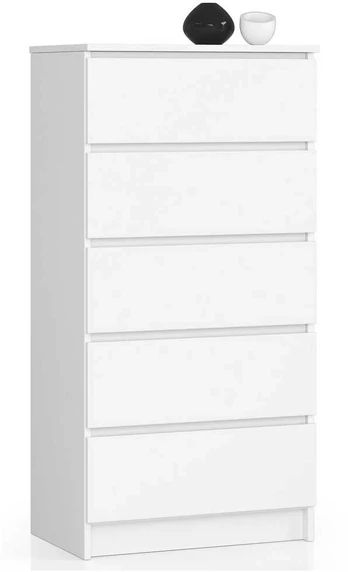 AKORD Kredens 5 stalčių Balta 60x40x121
